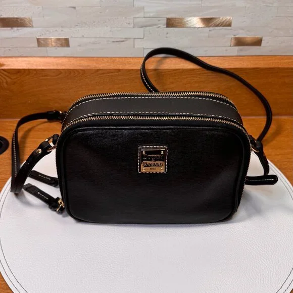 Dooney‎ & Bourke Saffiano Leather Sawyer Crossbody Purse Black - Picture 3 of 11